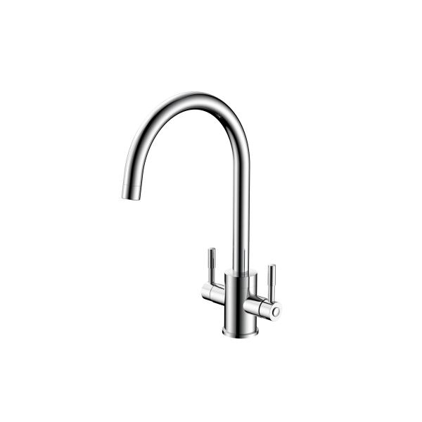 Кухонный кран с двойной ручкой, медно-хромовый кухонный микшер