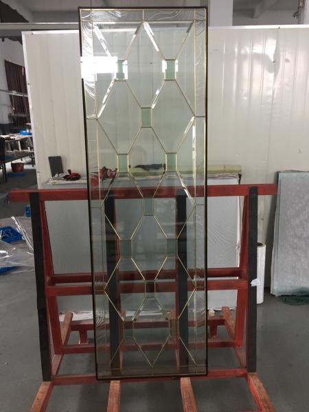 high quantity wooden door decorative  glass of brass caming 80'*20' for American