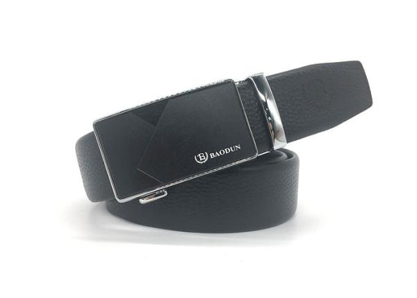 Black 140cm Mens Genuine Leather Belt With Alloy Buckle