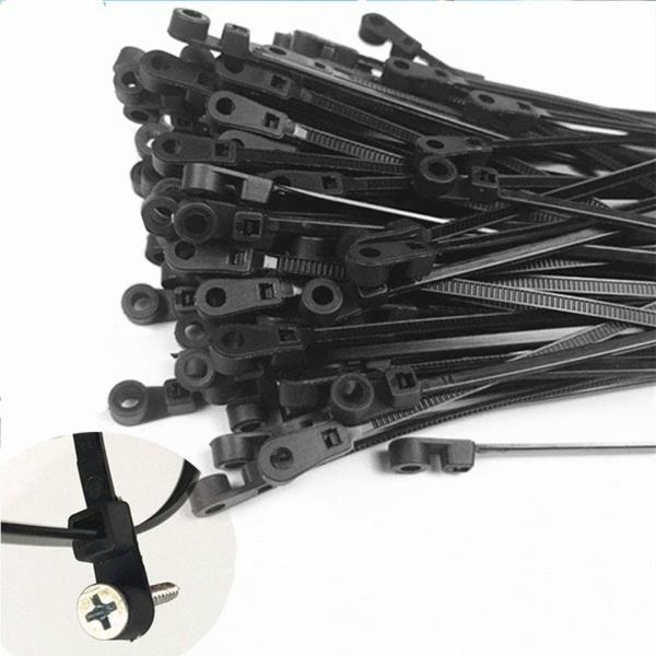 100 Pack 8 Inch Screw Hole Zip Ties Network Screw Down Zip Ties ROHS Approved