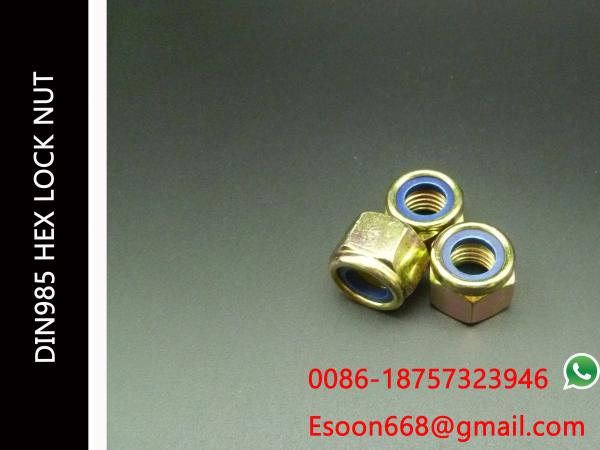 DIN 985 Nylon Insert Hex Lock Nut,Yellow Zinc Plated Finished,Carbon Steel,M3~M56 Size