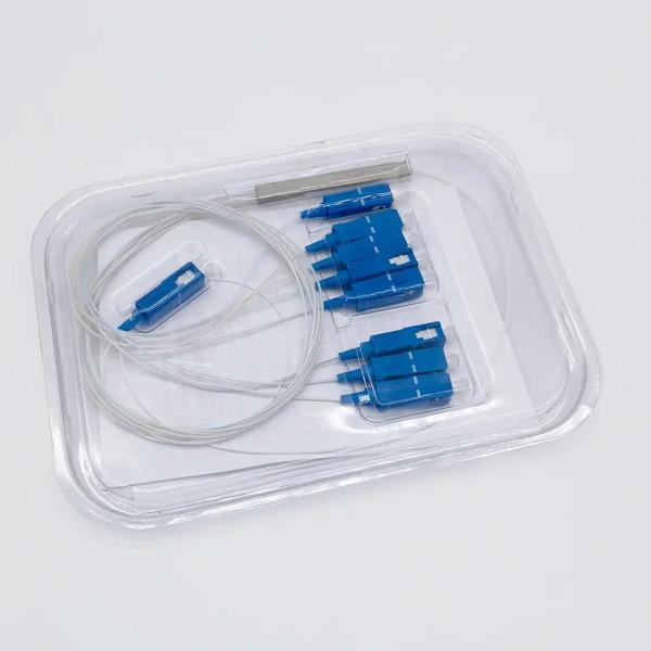 divisor de aço 1x32 da fibra ótica do tubo de 0.9mm com o conector do LC APC