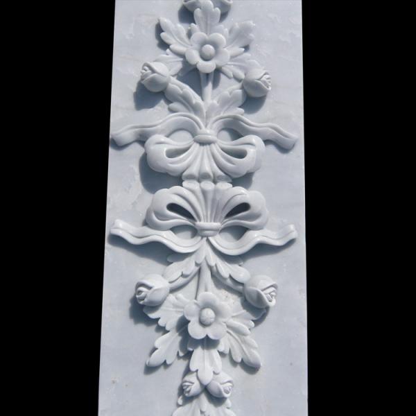 Marble stone relief wall flower carving panels with polished,China stone carving Sculpture supplier