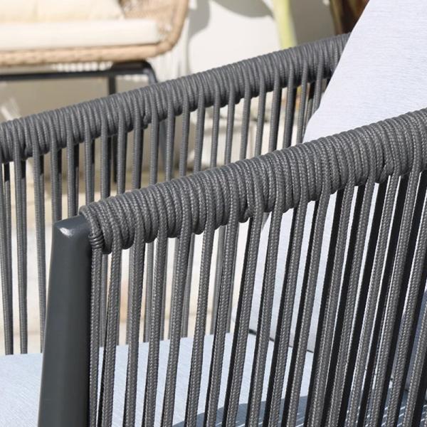 Modern Aluminum Frame Outdoor Dining Table and Rattan Chairs for Restaurant or Garden