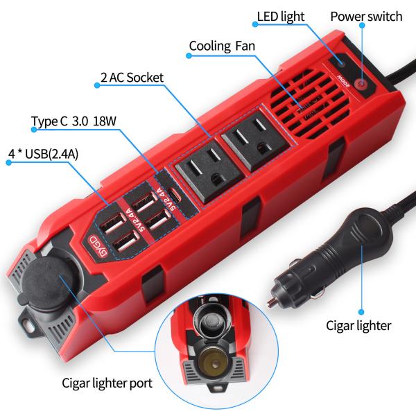 Cheap Price Car Inverter Charger Converter 12V To 110V Car Power Inverter Car Inverter 200W Dc 12V To Ac 1100V Portable