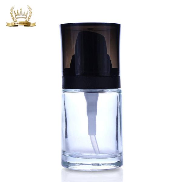 bouteille cosmétique en verre de base de la place 30ml claire de luxe avec le jet F012 de pompe