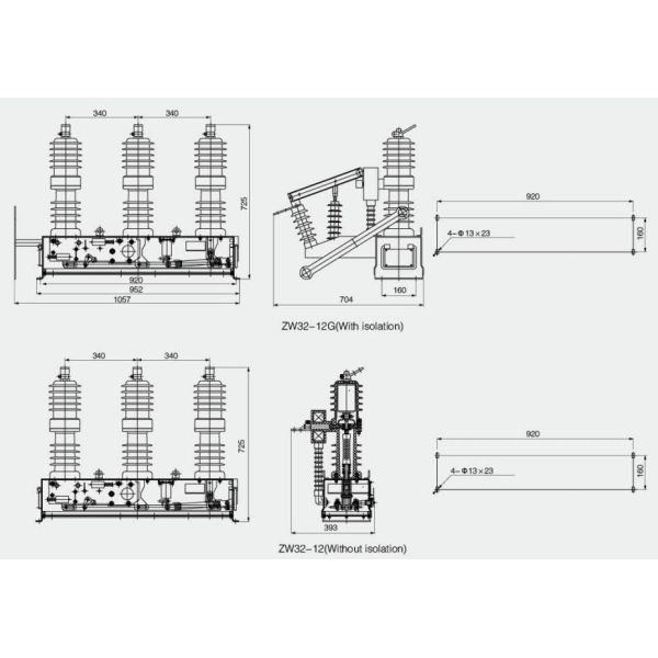 630A 20kA MV Circuit Breaker 12kV 24kV Outdoor VCB Breaker Compact
