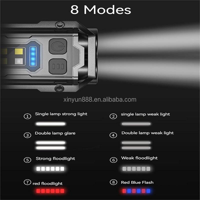 Cross-border Dual LED Keychain Lamp Multifunctional Magnetic Suction Flashlight Cob Side Lamp Outdoor High Bright Warning Lamp