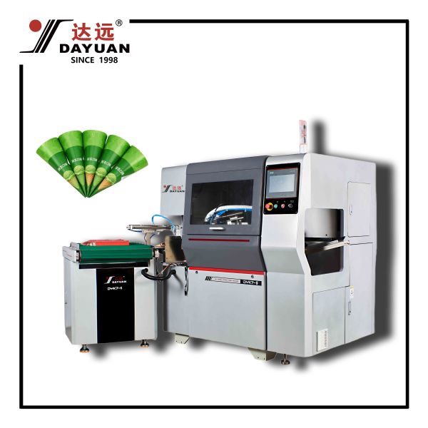 DYK7-S 4-Axis Full Servo Ice Cream Cone Sleeve Machine with 350pcs/min High Speed and Food-Grade Hot Melt Glue