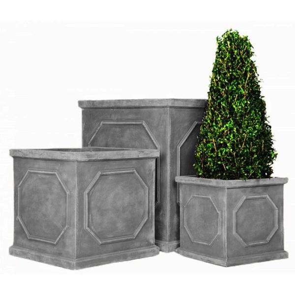 Planteadores de flores, macetas, plantación de fibra de arcilla tallada a mano con acabado, diseño único tallado a mano.