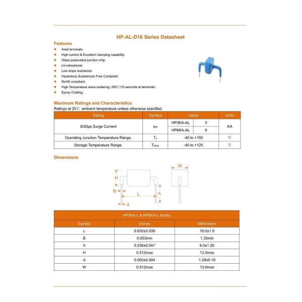 TVS Discharge Tube HP6KA-66AL  HP6KA-20AL Anti-Surge Protection