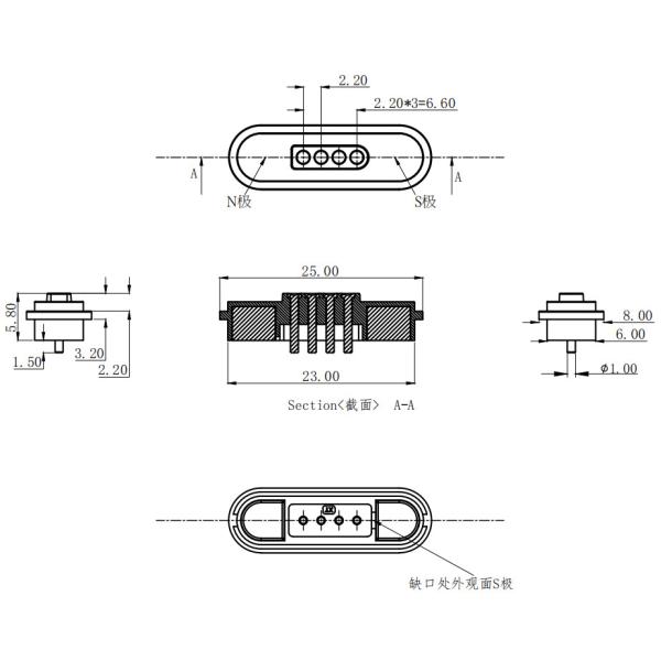 4Pin Male And Female Magnetic Cable Connector For Household Products With TPE Cable