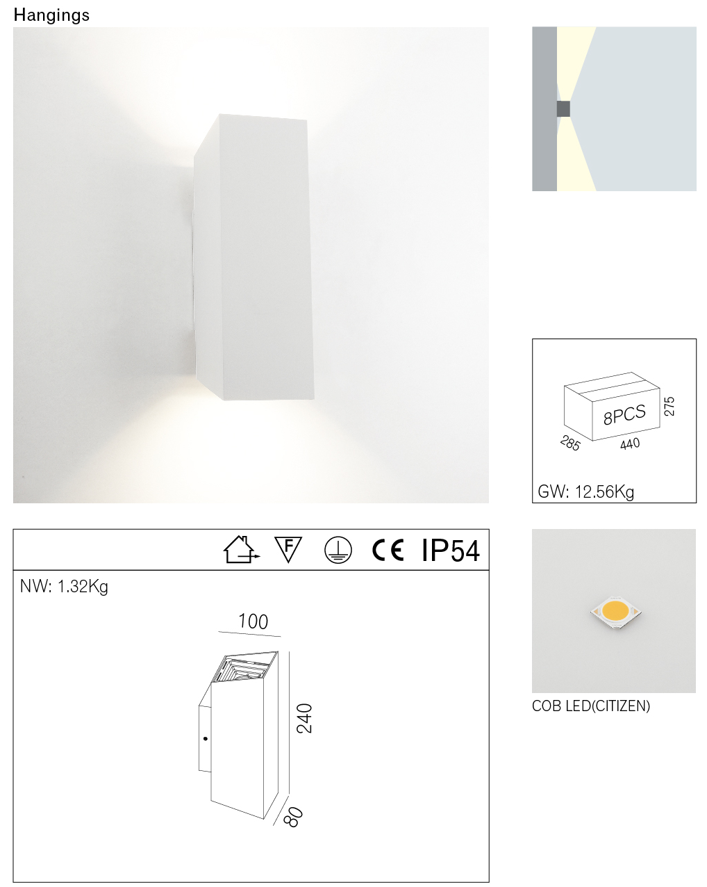 High Class Outdoor LED Wall Lights 2 * 7W Up / Down LED Wall Light IP54