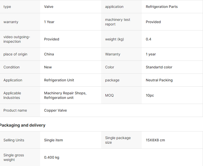1/4 3/8 1/2 Copper Service Valve for Air Conditioner and Refrigeration AC Split Valve