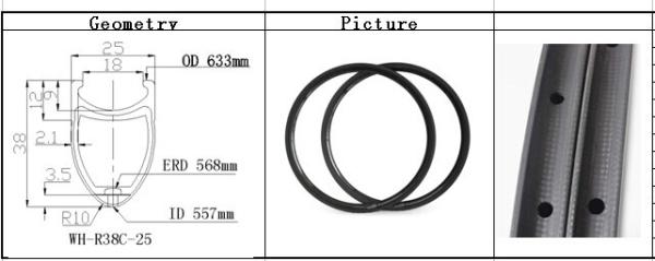 New super light only460g OEM hot sale light weight 700C 38mm racing bike carbon rims 25mm
