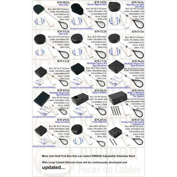 RW4926 Square Ratcheting Retractable Tether Plus Stop Function And Adjustable Wire Loop Coated Silicone Hose