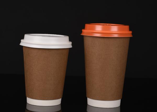 Kraft Insulated Paper Cups , Biodegradable Hot Chocolate Cups With Lids