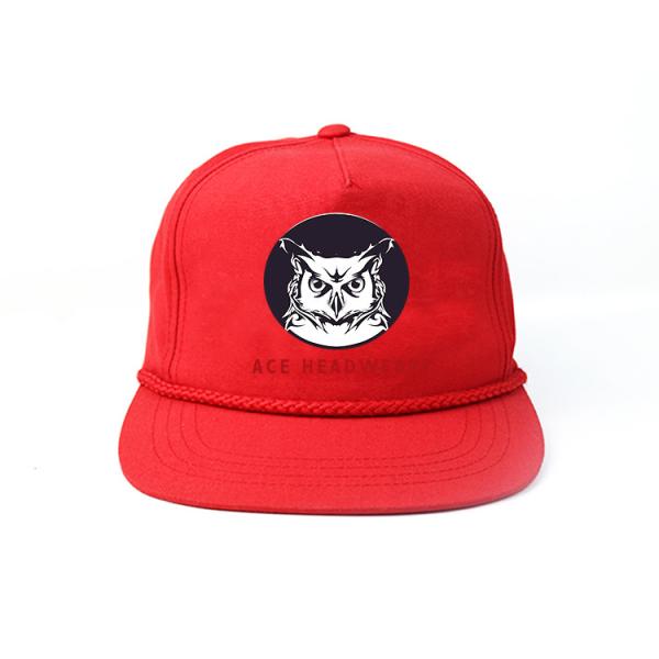 Blanc simple non structuré fait sur commande de Snapback de corde rouge de