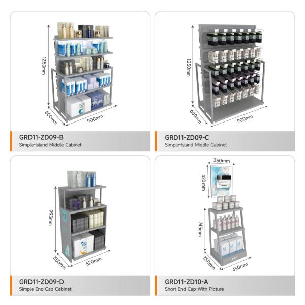 Retail Display Cabinet Grey Wooden Island Cabinet For Smart Store Cabinet And Premium Shop Interior Design