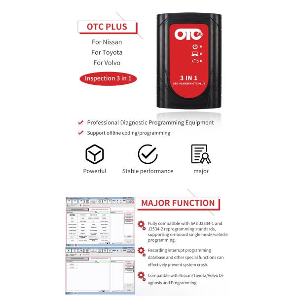 Newest OTC Plus 3 in 1 GTS TIS3 Auto Diagnostic Tool for Toyota Nissan and with IT3 V14.00.018 Global Techstream