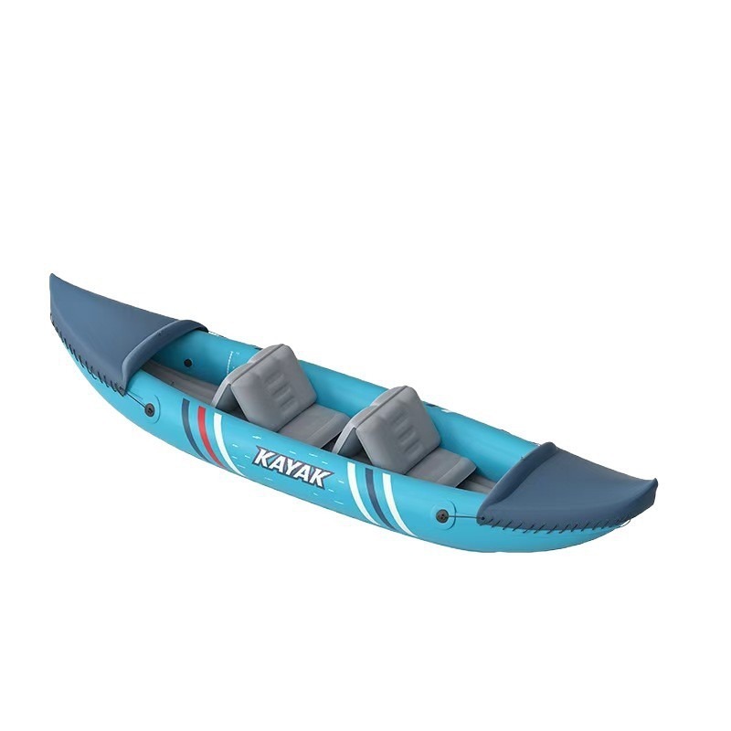 Outdoor Inflatable PVC Kayak for Two People 3.1-4m Length 163kg Capacity Thickened Abrasion-resistant Fishing Adjustable Seats