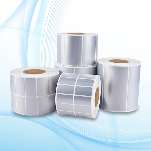 Blank Adhesive Matt Silver Polyester Label Roll For Thermal Transfer