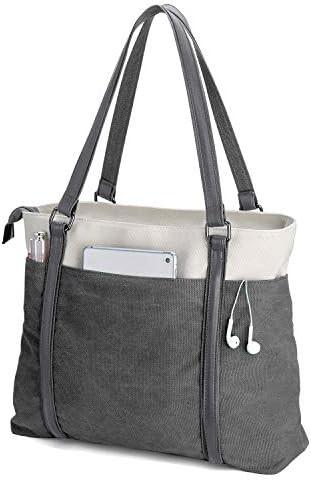 WOMEN LAPTOP TOTE BAG FOR WORK LIGHTWEIGHT SPLICE CANVAS 15.6 INCH HANDBAG PURSE