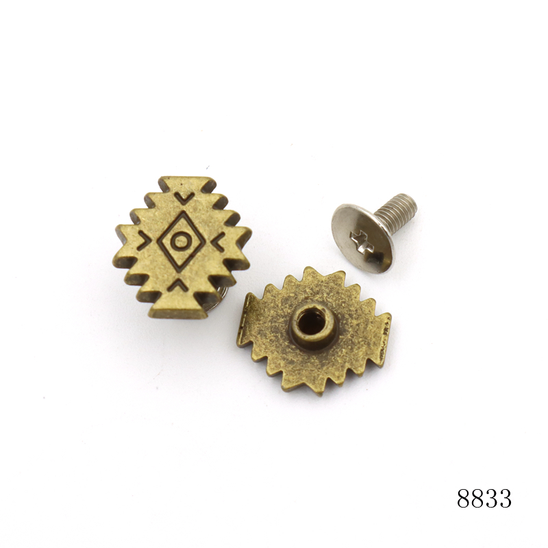 Custom Logo Antique Brass Rivets Luxury Screw Studs For Leather
