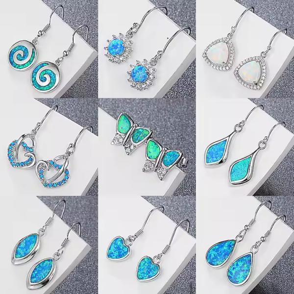 Drop Synthetic Opal Leverback Earrings Women 925silver Jewelry