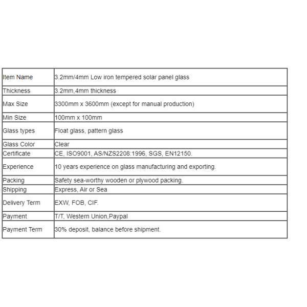 3.2mm/4mm Low Iron Patterned Tempered Cover Glass for Solar Water Heater and Solar Panel