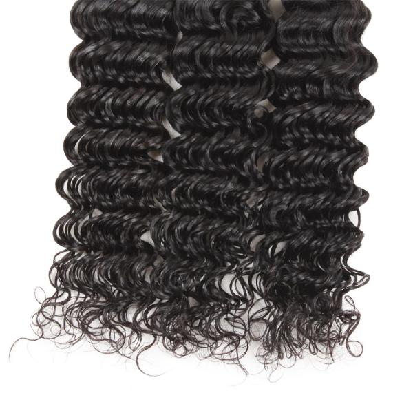 100 gramas de cabelo real das extensões profundas indianas do cabelo da onda do Weave do cabelo humano