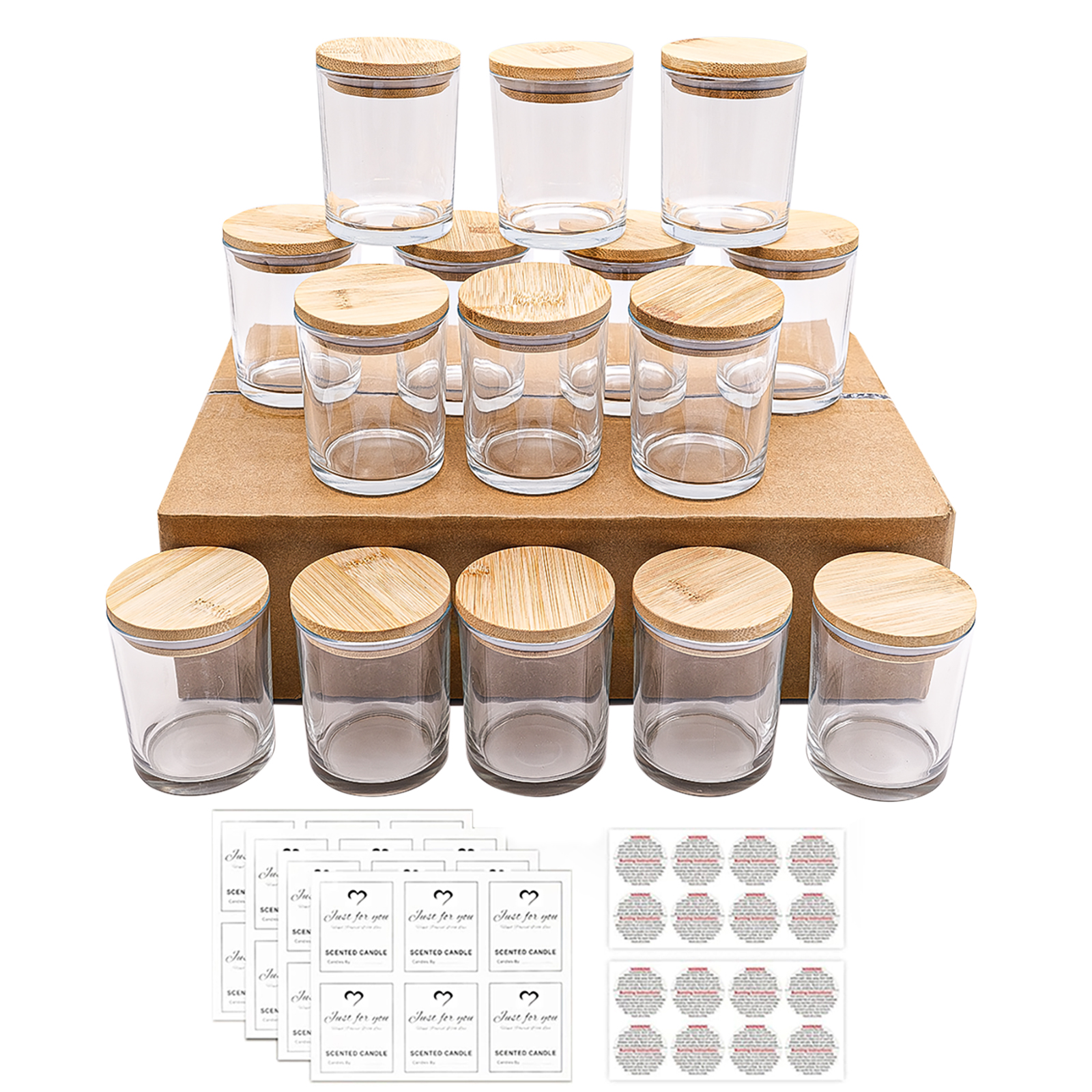 Luxury Bulk 250ml 8oz Круглые прозрачные стеклянные бутылки со свечами с крышкой