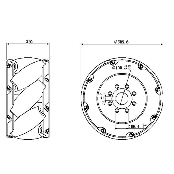 24 Inch 609mm Medium Duty Mecanum Wheel For Reliable Traction