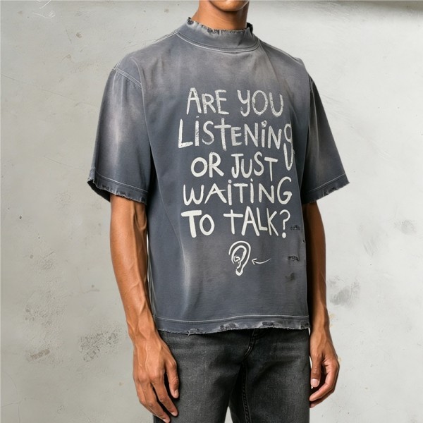 Blank Vintage T Shirt For Men Structured Dry Feel Boxy Drop Shoulder Distressed Custom