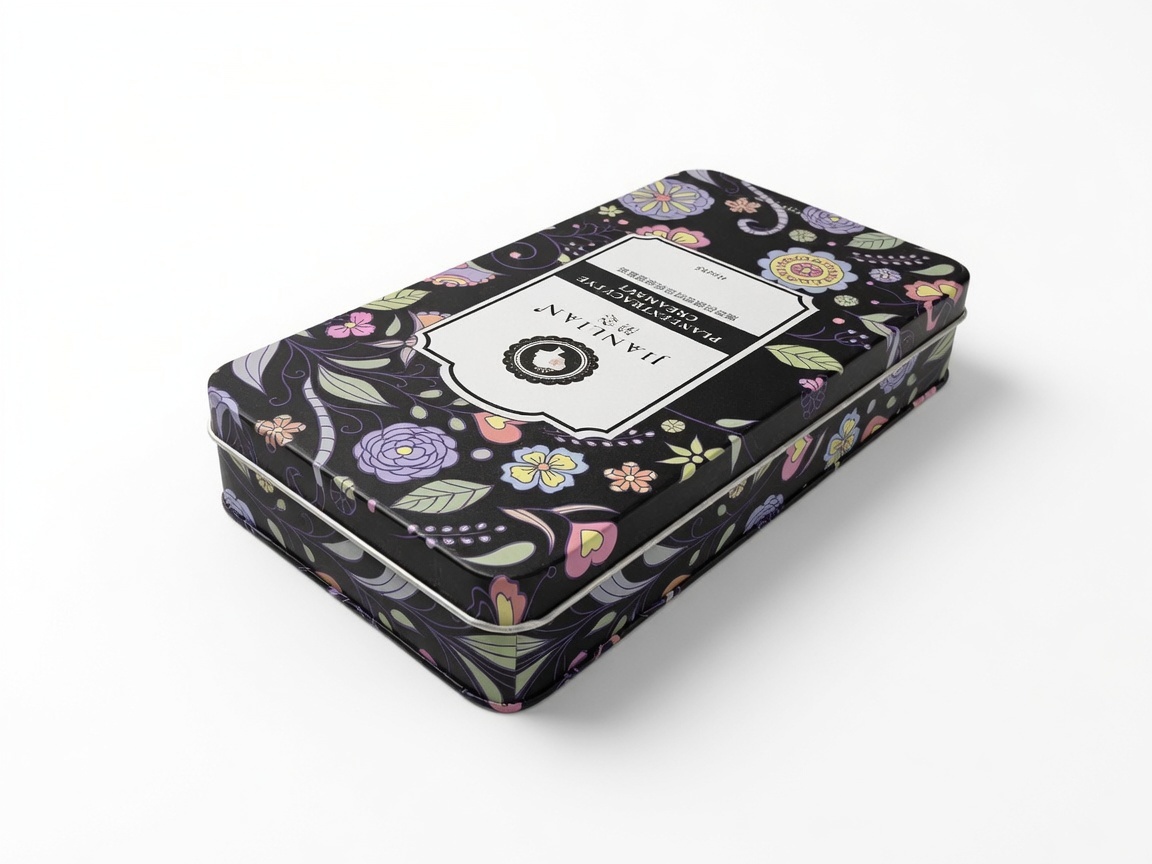 Vibrant Floral Customized Rectangular Tin Box with Beautiful Botanical Design for Candy, Chocolate, Cookie with Inner Printing
