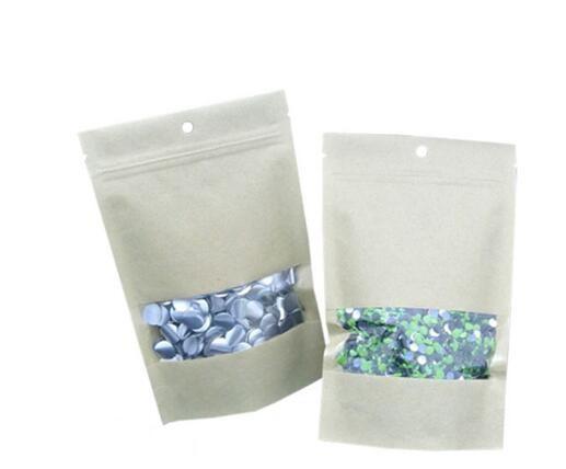 Clear  Stand Up Packaging Moisture-Proof Custom Kraft  Paper Bags For Pharmacy with window