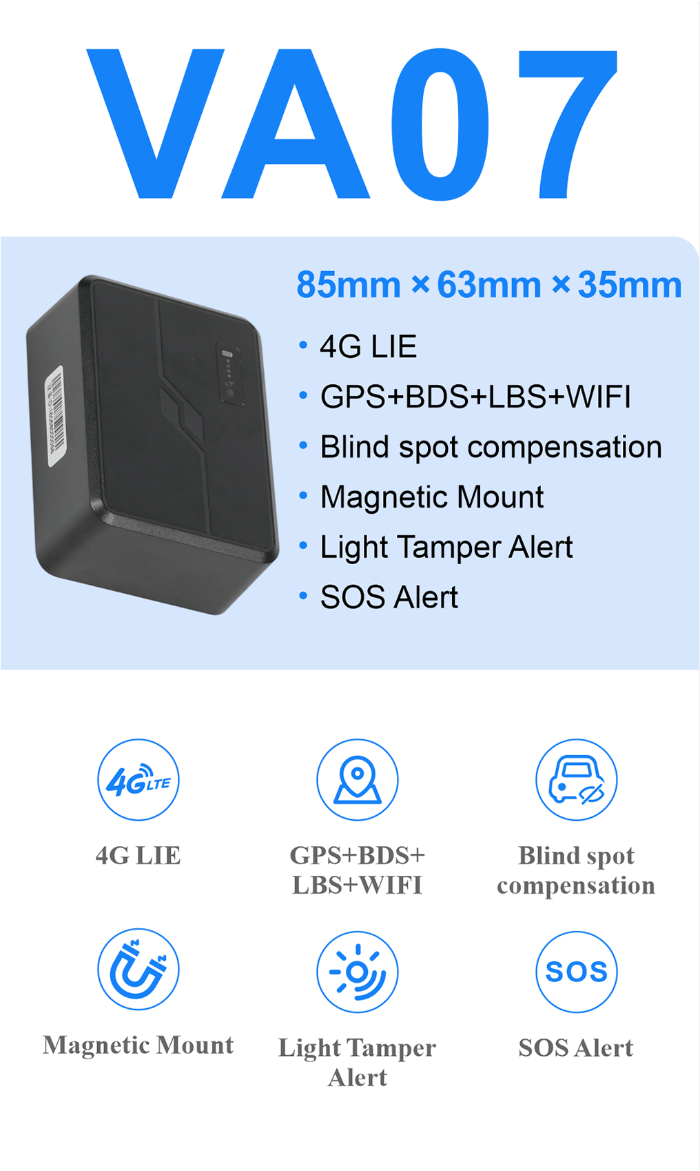 VA07 4G LTE Long Battery Magnetic GPS Tracker