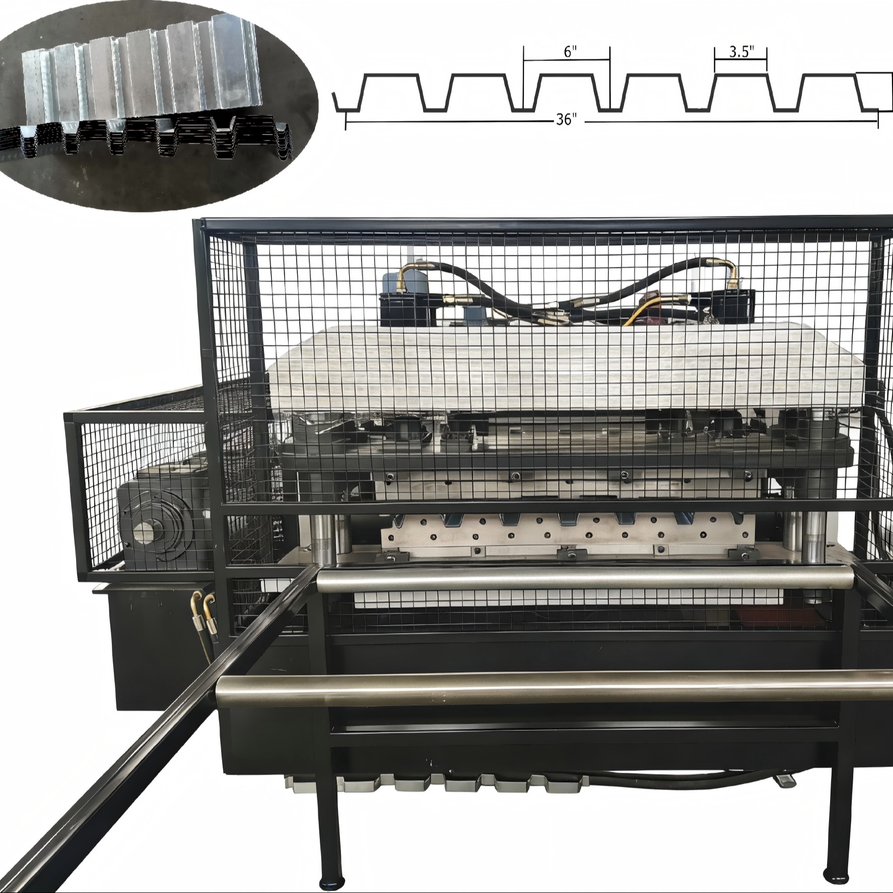 0.8-1.6mm Thickness Galvanized Steel B deck 3 Inches Composite Floor Deck  Panel Roll Forming Machine with Embossing