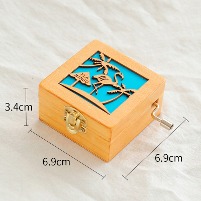 Christmas Holiday Wooden Jewelry Music Box with Silk-Screen Printing and Burned Design