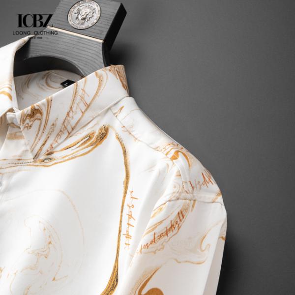 Осенние длинные рукава мужчины неформальный чек винтажные печатные рубашки стройный фит одиночный грудь