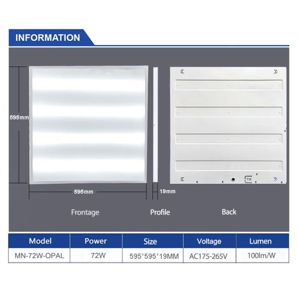 20000 Hours Working Time and 80 Color Rendering Index 595x595 72W OPAL LED Panel Light