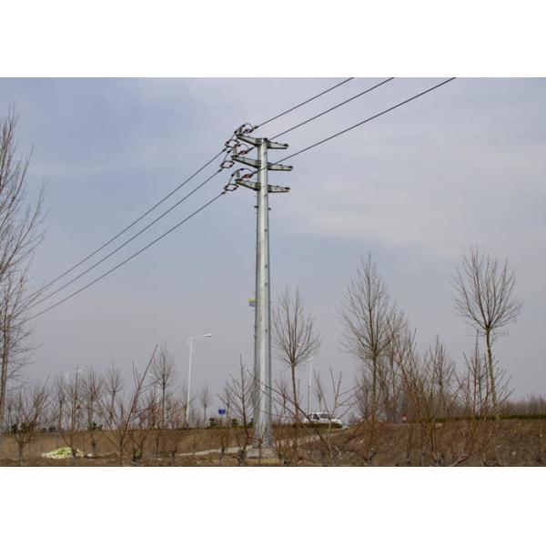 110KV Galvanized Tubular Steel Pole , High Mast Power Transmission Monopole