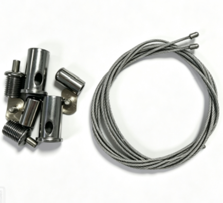 Linear / Pendant Lighting 1.5mm PVC Coated Galvanized Steel Wire Rope with Cylindrical End Stops Suspension Cable