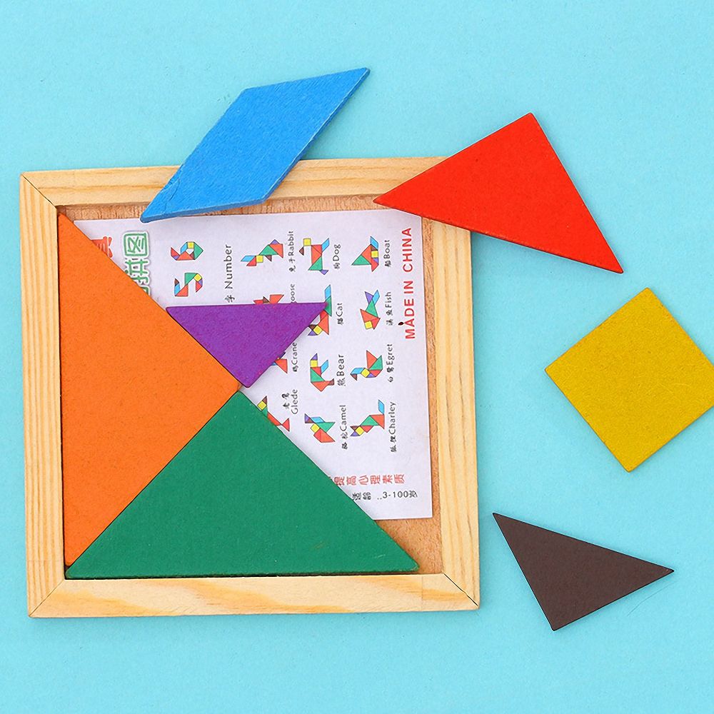 Младенец квадрата 11cm деревянный Montessori забавляется мозаика 7 частей