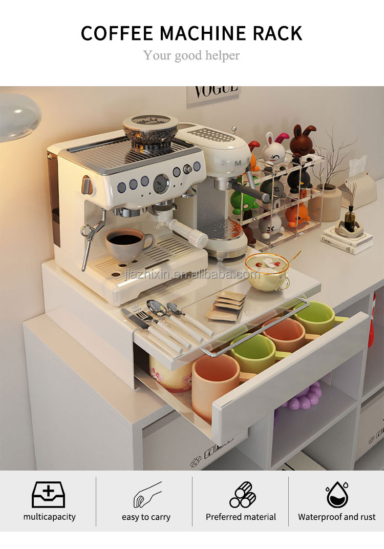 Coffee Machine Display Holder Pod Storage Drawer Dust-proof Capsule Organizer with Scalable Tray Mug Box Rack for Kitchen Office
