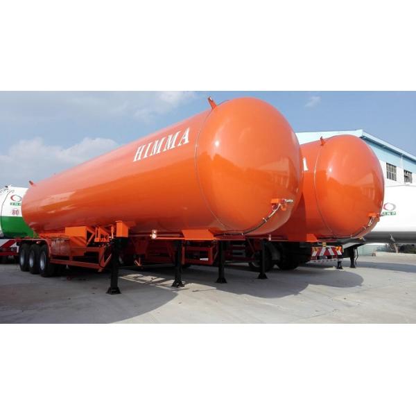 Semi Trailer Lpg Gas Tanker Truck , 49.6cbm Tri Axle Semi Trailer With Fuel Box