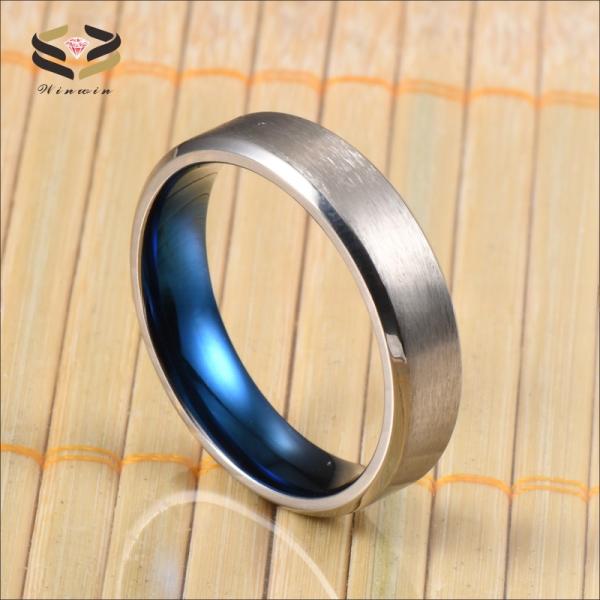 Bague de mariage en titane plaqué argent bleu pour homme, brossée, 6 mm, expertise tierce