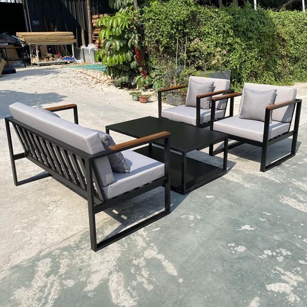 Outdoor Metal Frame Luxury Sofa Bench Complete Set Of Tables And Chairs