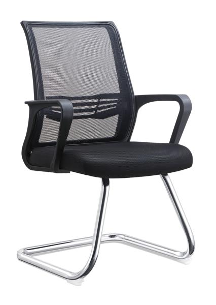 Mid Back Modern Mesh Office Chair Stackable With Pu Leather Chrome Arm