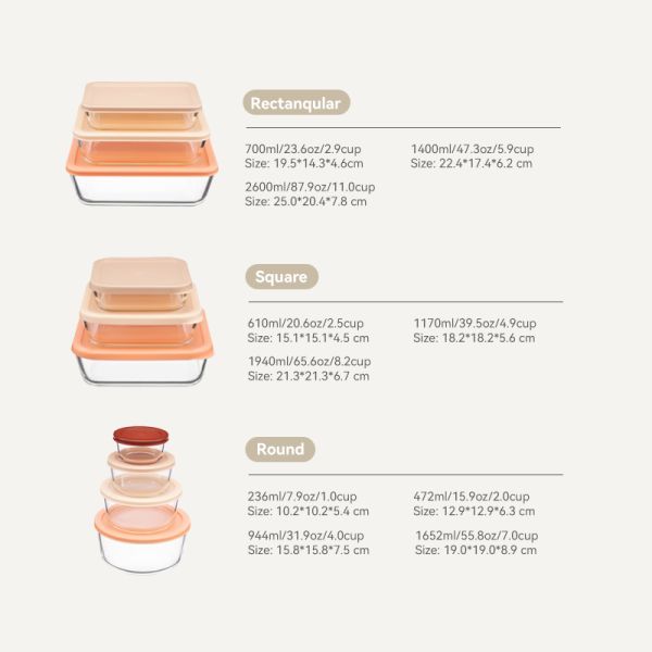 Microwave and Dishwasher Safe Borosilicate Glass Food Storage Containers with BPA-Free Lids